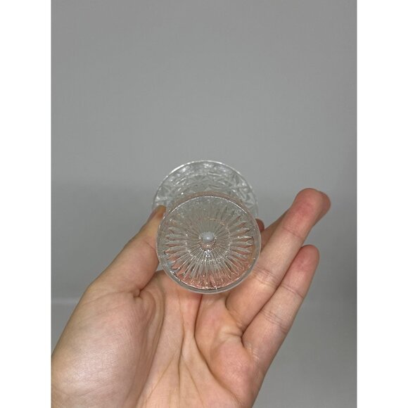 VTG Pressed Glass Toothpick Holder | Footed Daisy Button Starburst Pattern 3" - Picture 2 of 4
